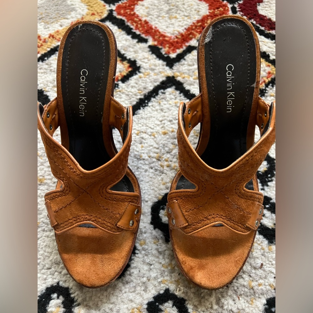 Calvin Klein Tan Wedge Sandals